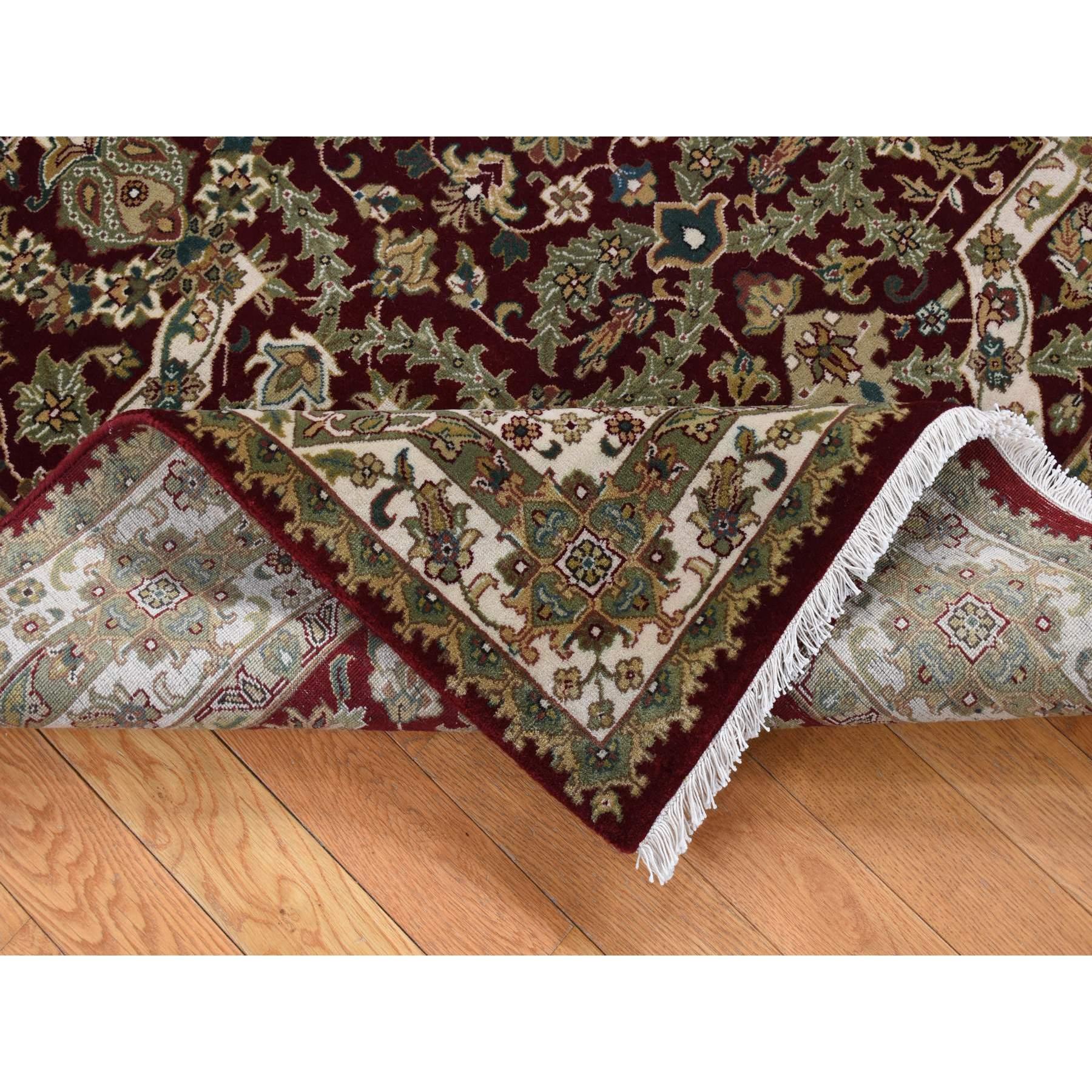 Indian 5'x5' Red, Tabriz Hand Knotted, 300 KPSI, New Zealand Wool, Square Rug For Sale