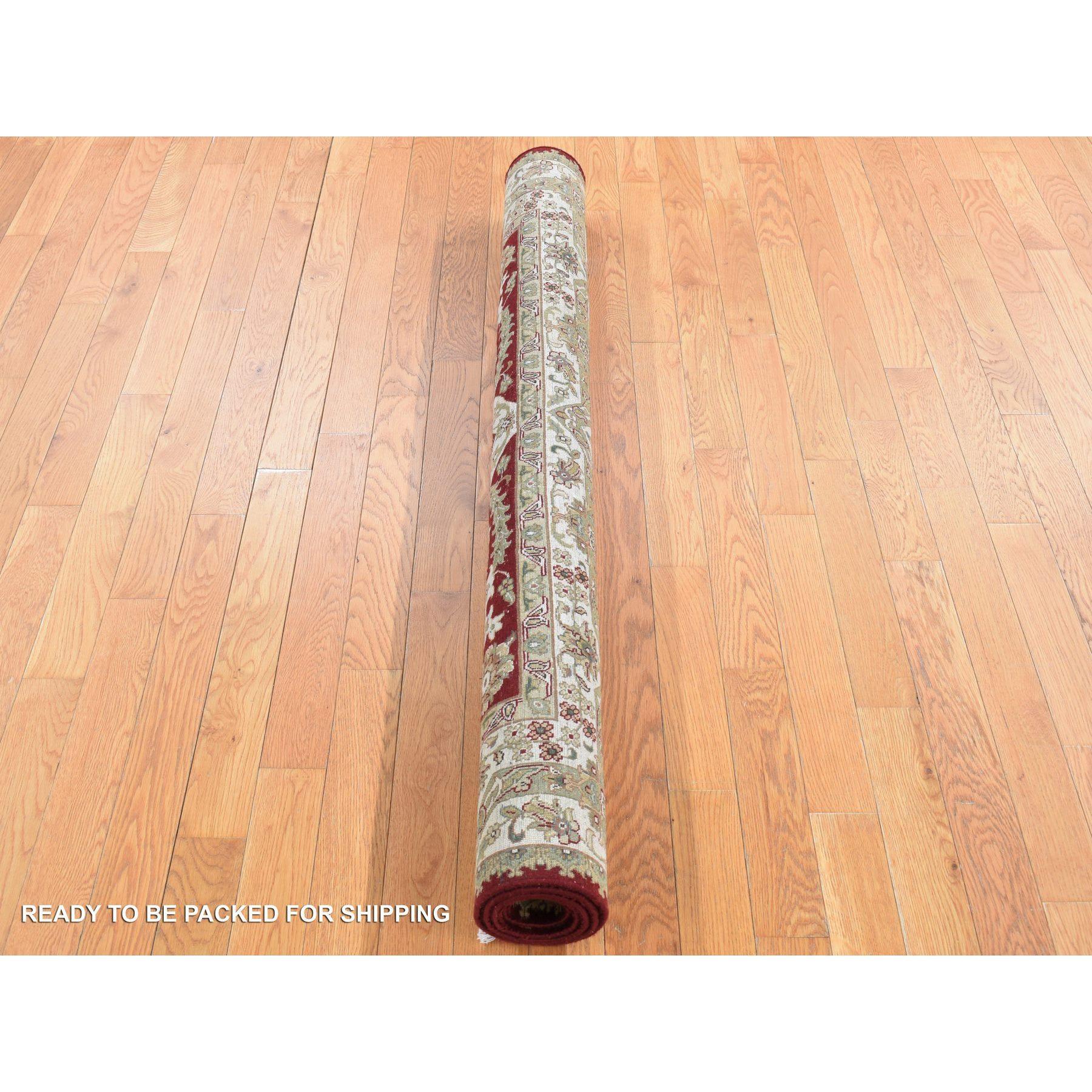 5'x5' Red, Tabriz Hand Knotted, 300 KPSI, New Zealand Wool, Square Rug In New Condition For Sale In Carlstadt, NJ
