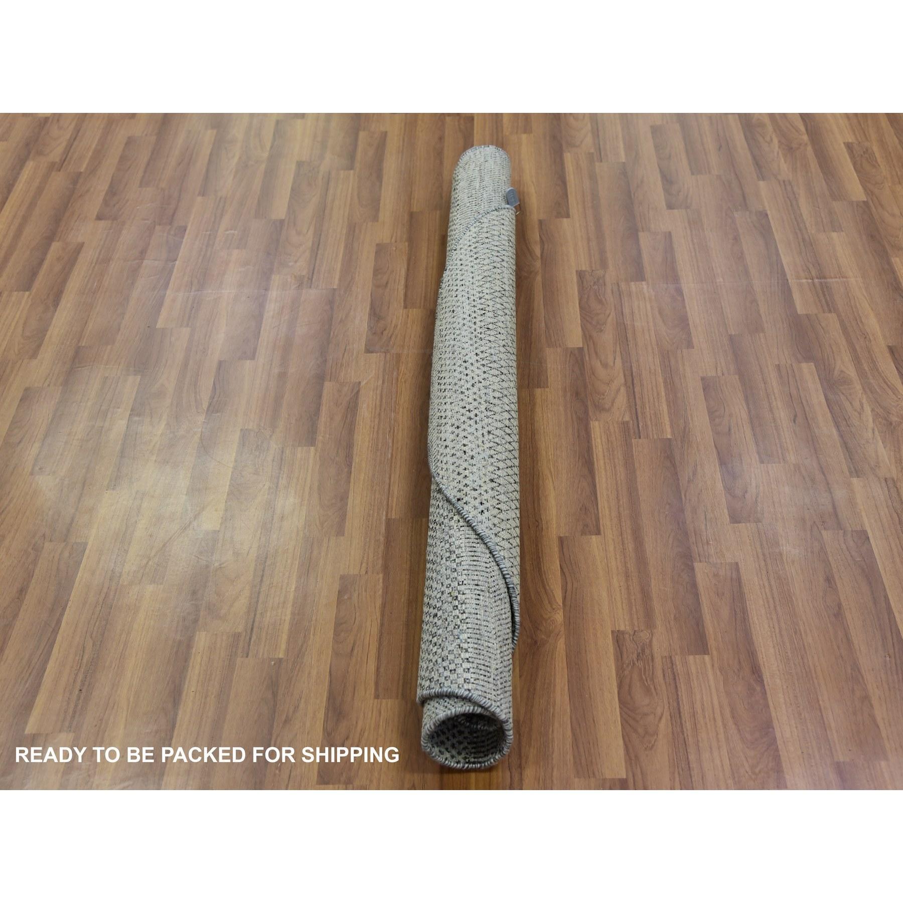 5'x5' Silver Gray Undyed Wool Hand Knotted Modern Grass Design Runde Teppich (Handgeknüpft) im Angebot