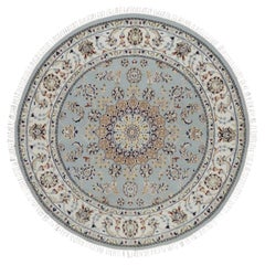 Tappeto orientale rotondo 5
x5
 Stone Blue Wool 
Silk Nain 250 KPSI annodato a mano