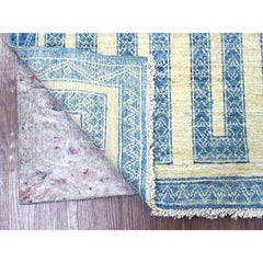 5'x6' Blauer feiner Peshawar mit Labyrinth Design Handgeknüpfter Wolle Orientteppich