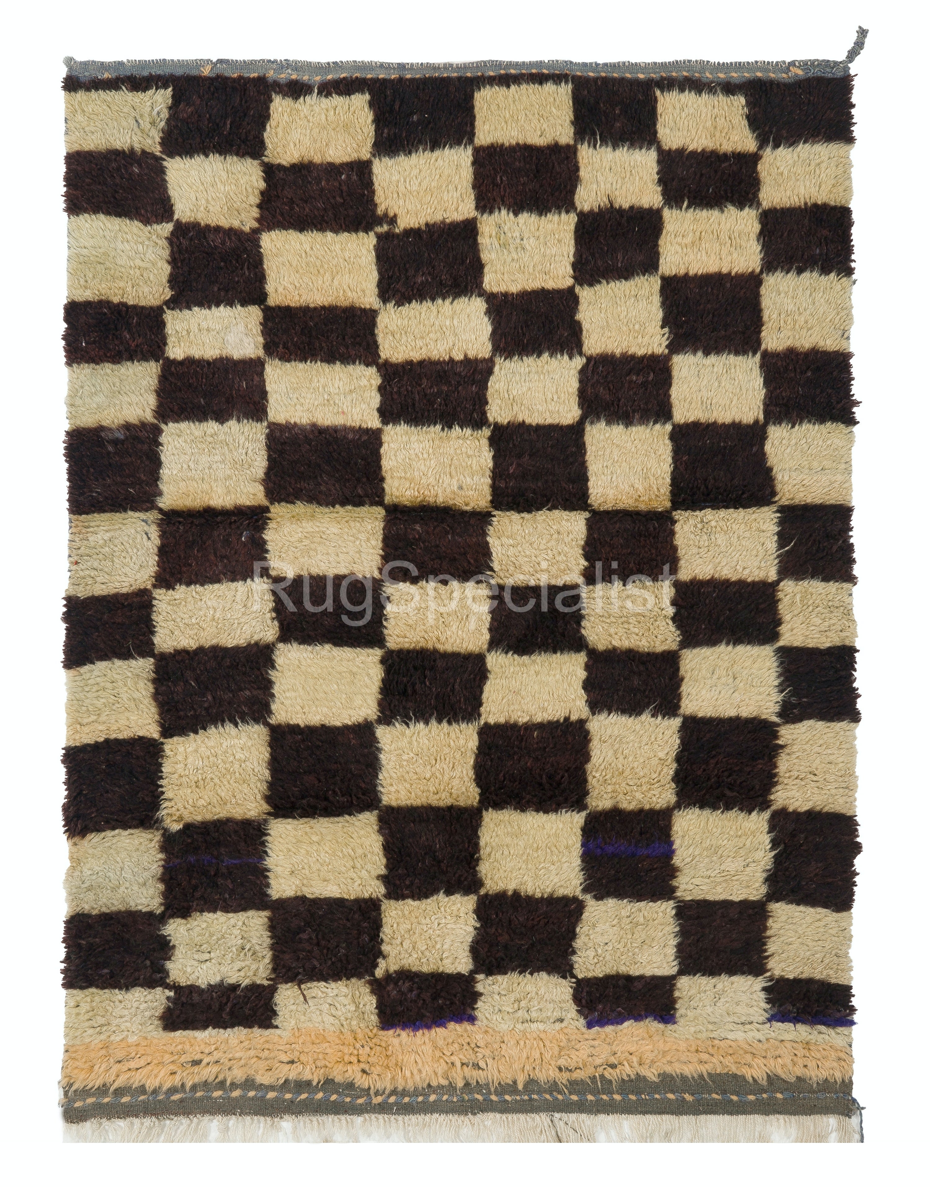 Tappeto Tulu 5x6 Ft con design a scacchiera, interamente in lana naturale, su ordinazione, personalizzabile in vendita