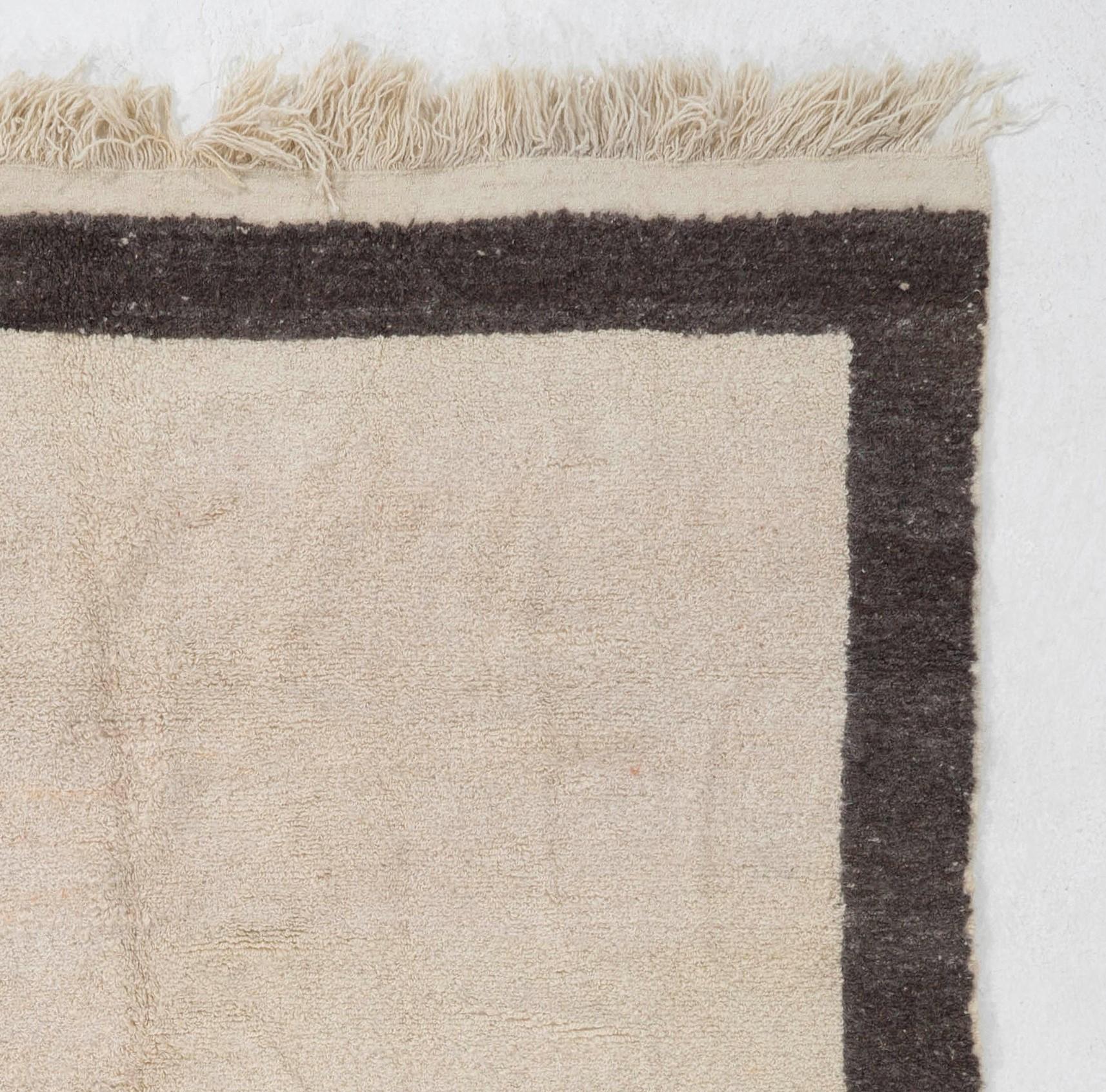 20th Century 5x6 Vintage Tulu Rug Made of Natural Un-dyed Cream and Gray Wool, Custom Options For Sale