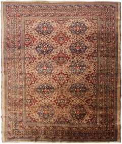 5x6 Rare Antique Silk Persian Heriz Rug Masterpiece 137cmx178cm Tapestry c.1860
