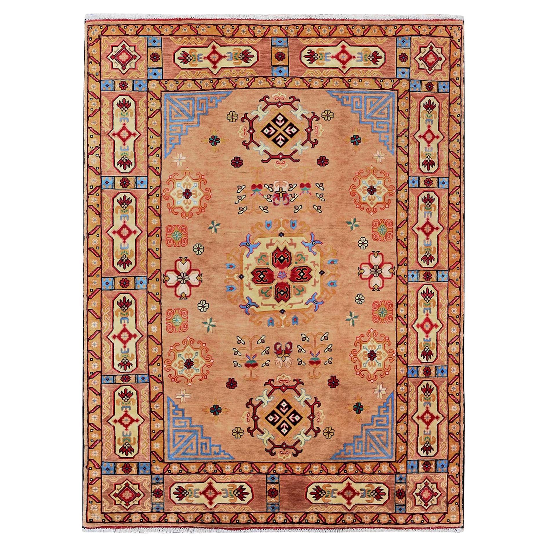 5
x6
10" Brown Afghan Khamyab with Khotan Design Hand Knotted Wool Oriental Rug