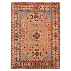 5
x6
10" Brown Afghan Khamyab with Khotan Design Hand Knotted Wool Oriental Rug