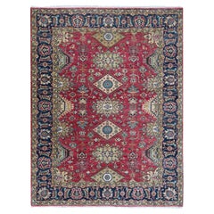 5'x6'10" Harvard Crimson Red, 100% laine, noué à la main, Design Rug Karajeh
