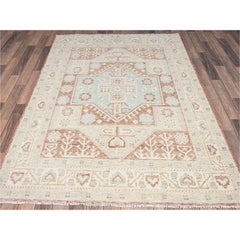 5'x6'10" Irish Brown Anatolian Village Design Hand Knotted Wool Oriental Rug