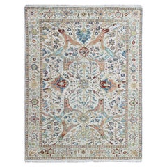 5'x6'10" Ivory Hand Knotted Ziegler Mahal All Over Design Hand Spun Wool Rug