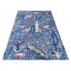 5'x6'10" Lake Blue Hand Knotted Peshawar Tree of Life All Wool Oriental Rug