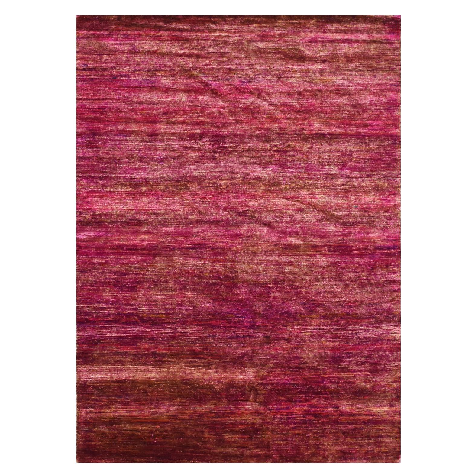 5
x6
10" Shades of Pink Abrash Design Sari Silk Plain Hand Knotted Oriental Rugs