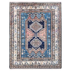 5'x6'3" Crepe Pink Caucasian Design Revival Tapis d'Orient en laine noué à la main