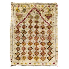 5x6.3 Ft Antique Handmade Anatolian Tulu Rug with Geometric Design, 100% Wool