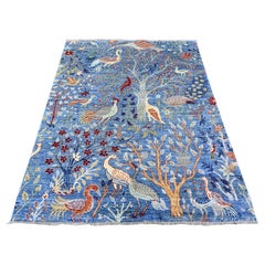 5'x6'4" Steel Blue, Afghan Peshawar, Hand Knotted, Organic Wool Oriental Rug
