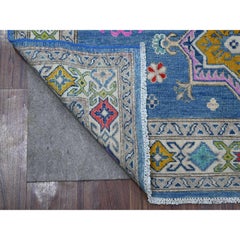 5'x6'5" Air Superiority Blue Pure And Shiny Wool Fusion Kazak Oriental Rug
