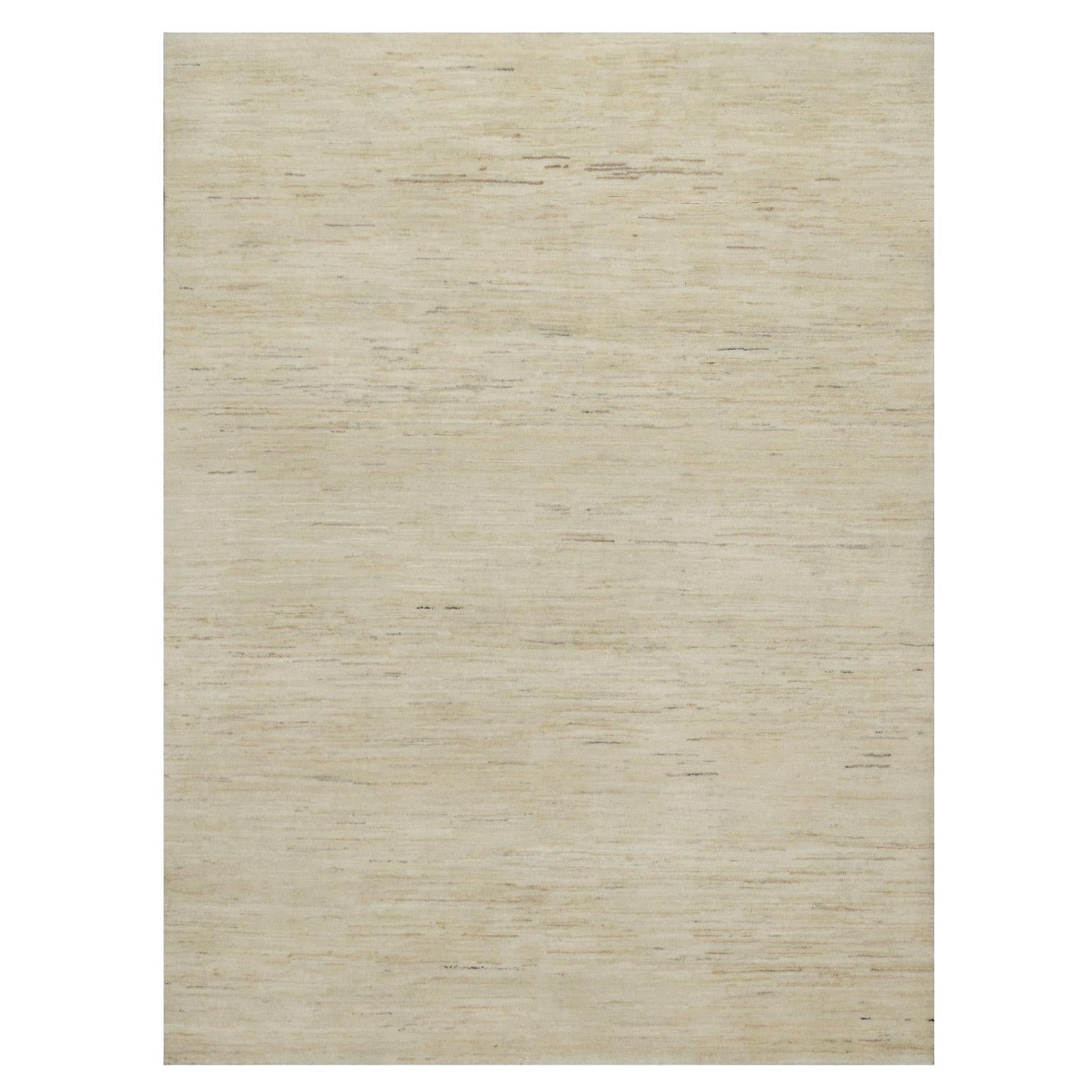 5'x6'5" Bone White Modern Plain Design Lori Buft Gabbeh Tappeto in lana annodato a mano