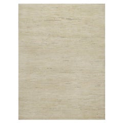 5'x6'5" Bone White Modern Plain Design Lori Buft Gabbeh Tappeto in lana annodato a mano