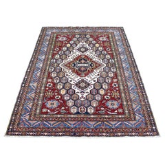 5
x6
5" Ivory Hand Knotted Soft Velvety Wool Super Kazak Oriental Rug