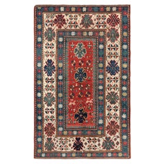 5x6.6 Ft Antique Caucasian Kazak Rug, Circa 1870