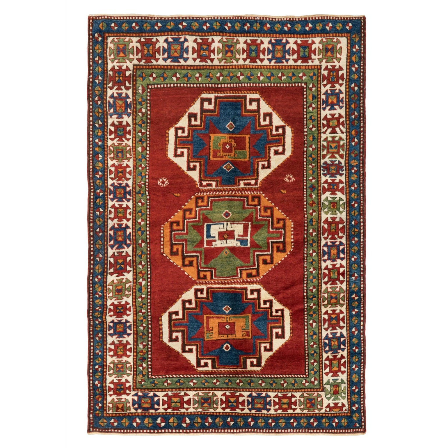 5x6.6 Ft Antique Kazak Rug, South Caucasus, Ca 1890 Excellent Original Condition