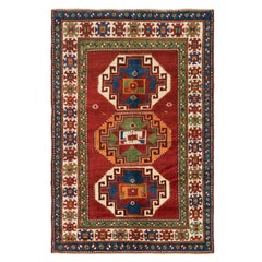 5x6.6 Ft Antique Kazak Rug, South Caucasus, Ca 1890 Excellent Original Condition