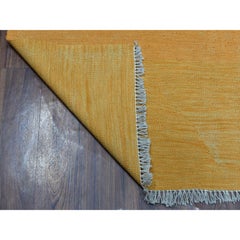 5'x6'6" Gold Shades Reversible Kilim Pure Wool Hand Woven Tapis d'Orient