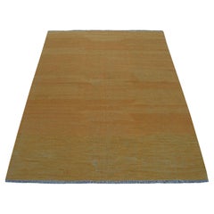 5'x6'6" Gold Shades Reversible Kilim Pure Wool Hand Woven Tapis d'Orient
