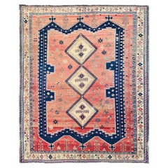 5'x6'6" Peach Color Vintage Persian Shiraz Hand Knotted Pure Wool Oriental Rug