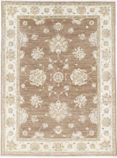 5x6.7 ft Tapis en laine nouée à la main. Tapis floral Oushak pour la décoration du salon
