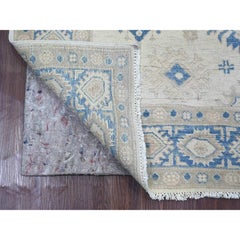 5'x6'7" Ivory Vintage Look Kazak with Geometric Elements Hand Knotted Wool Rug