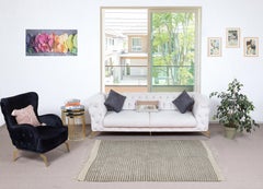 5x6.8 Ft Flat-Weave Kilim Rug. Handmade Sofa Throw. Striped Bed Cover, Blanket