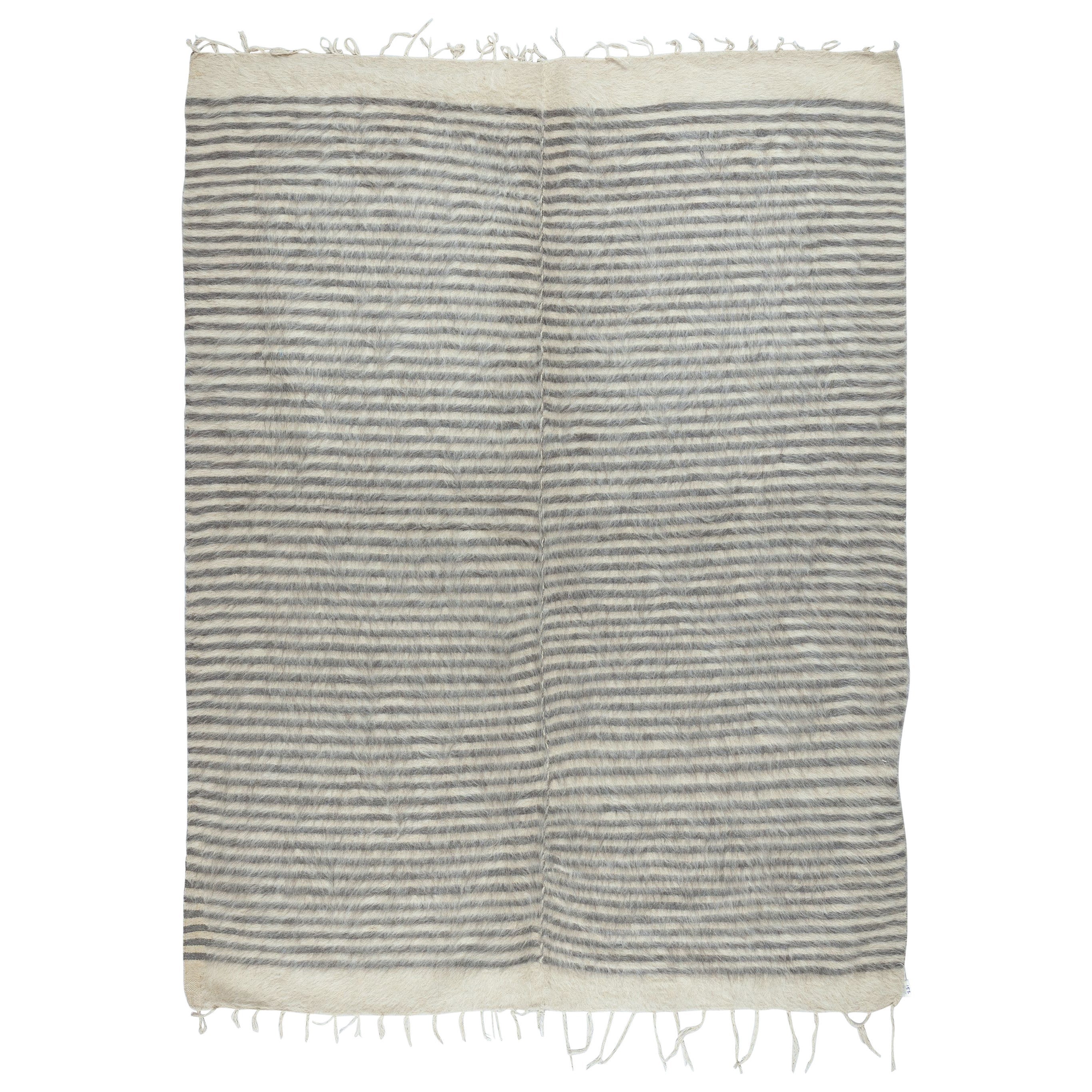 5x6.8 Ft Flat-Weave Kilim Rug. Housse de canapé faite à la main. Couvre-lit rayé, couverture en vente