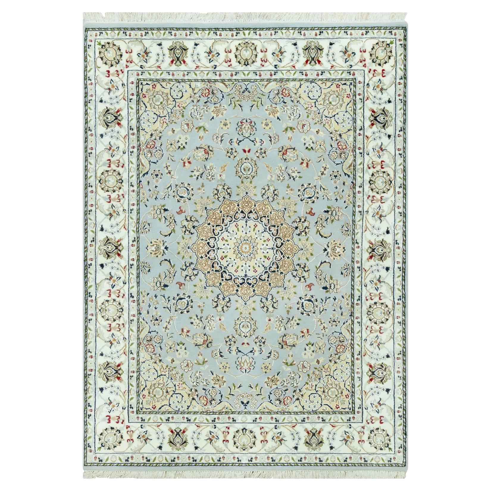 5
x6
9" Blau Hand geknüpft Nain Denser Weave 250 KPSI alle Wolle Runde Teppich im Angebot