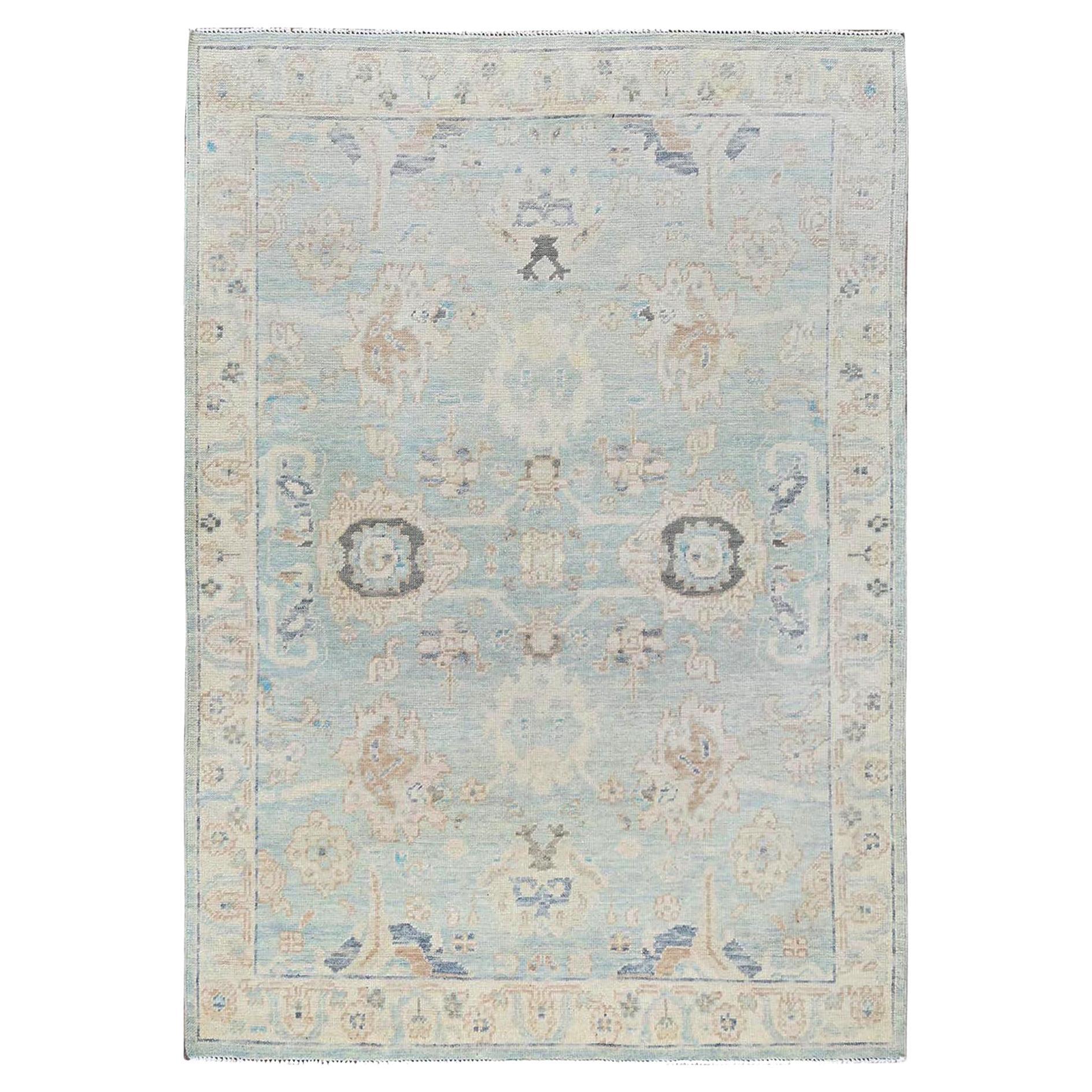 5
x6
9" Blue Turkish Knot Anatolian Village Design Hand Knotted Pure Wool Rug