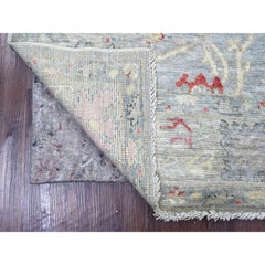5'x6'9" Nebelgrau Hand geknotet Afghan Angora Oushak Blatt Design reiner Wolle Teppich