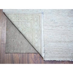 5'x6'9" Platinum Gray, White Wash Peshawar, Pure Wool Hand Knotted Rug