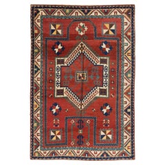 5'x7' Antique Caucasian Fachralo Kazak Prayer Rug, Ca 1900, Excellent Condition