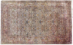 5x7 Antique Persian Silk Kashan Rug 137cm x 206cm C.1920