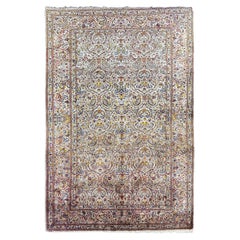 5x7 Antique Persian Silk Kashan Rug 137cm x 206cm C.1920