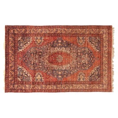 5X7 Antique Silk Persian Farahan Rug Exceptionally Fine Tapestry 133x209cm 1870