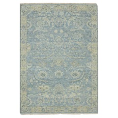 5'x7' Baby Blue Sickle Leaf Design annodato a mano in lana a pelo zero Oriental Rugs