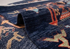 5x7 Black Birds & Garden Hand Knotted Woollen Rug ( JC - 8668 )