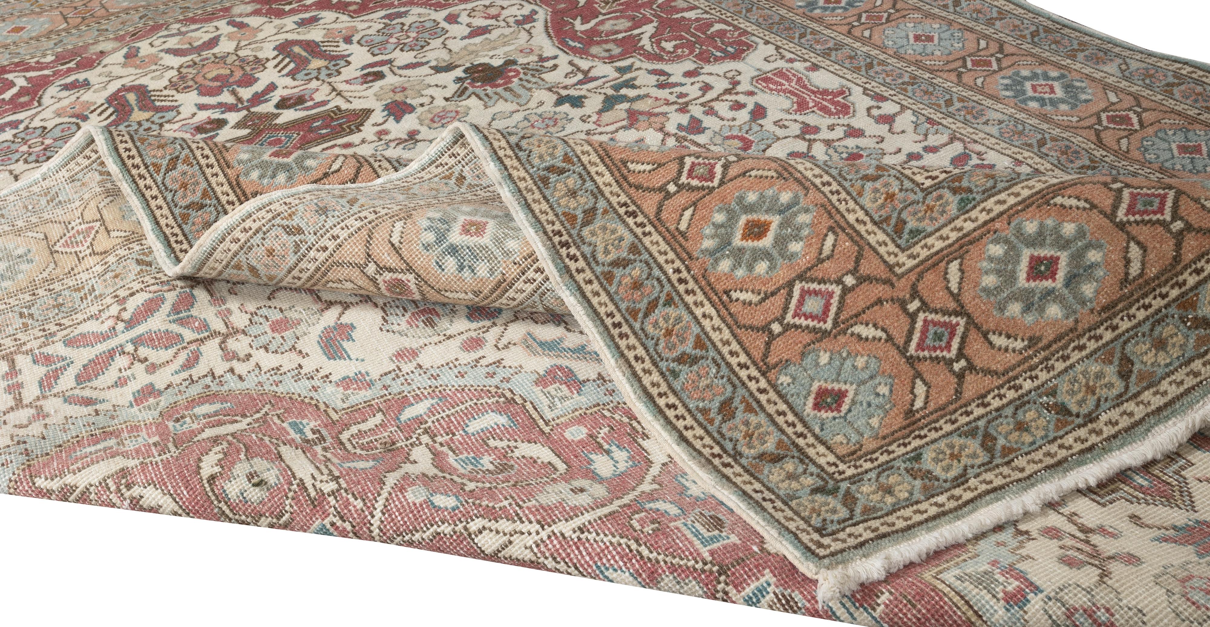 5x7 Fuß Feiner türkischer Kysari-Vintage-Teppich aus Kayseri mit Medaillon-Design, alle Wolle (Sonstiges) im Angebot