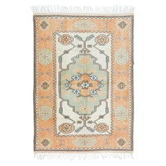 5x7 ft Vintage Handmade Turkish Geometric Wool Area Rug for Office & Home Decor (tapis de laine géométrique turc fait à la main)