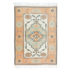 Retro Handmade Turkish Geometric Wool Area Rug for Office & Home Decor