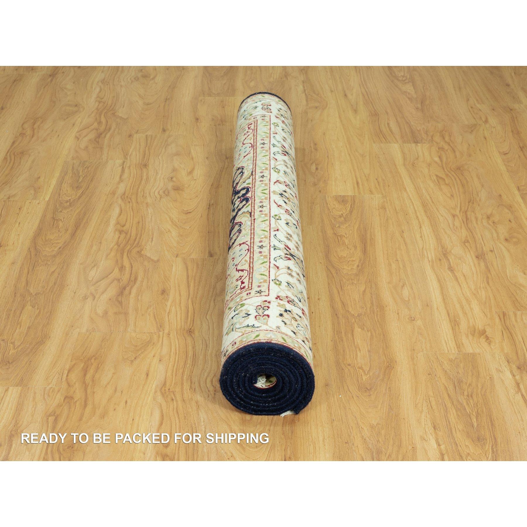 Alfombra oriental de lana orgánica con diseño floral anudado a mano Hague Azul Nain de 5 x 7 pies en Nuevo estado para la venta en Carlstadt, NJ
