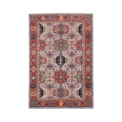 5x7 Hand-Knotted Afghan Karajeh Tribal Wool Rug, Steel Blue Medallion