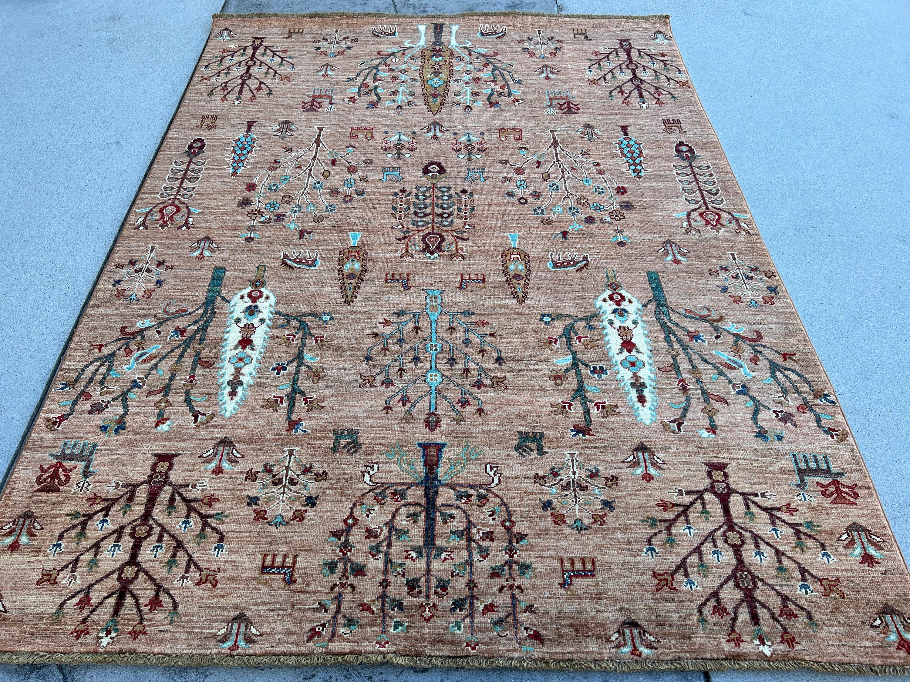 Hand-Knotted Afghan Rug Premium Hand-Spun Afghan Wool Fair Trade In New Condition In San Marcos, CA
