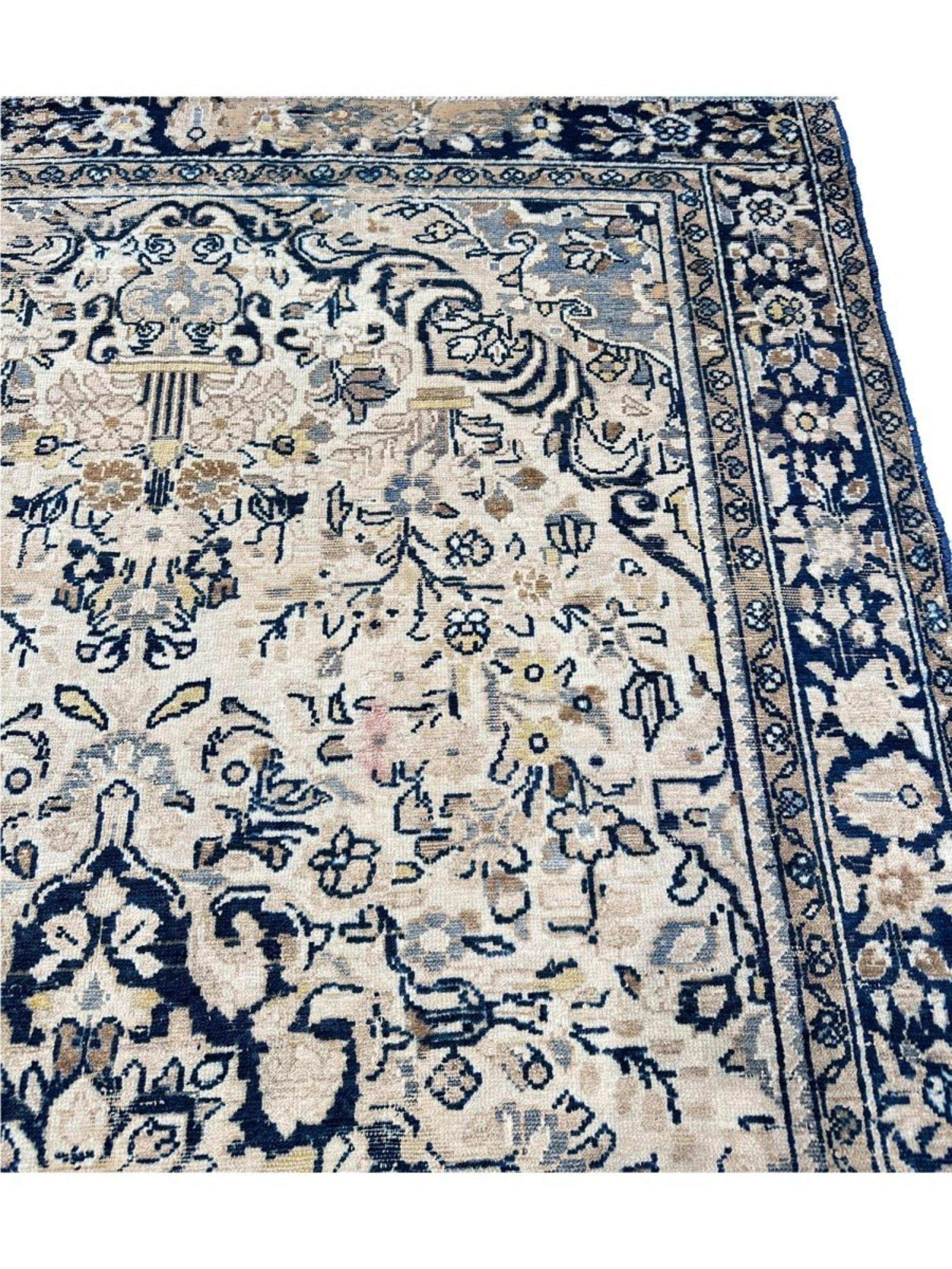 Lana Tappeto 5x7 annodato a mano con motivo Tabriz antico in vendita