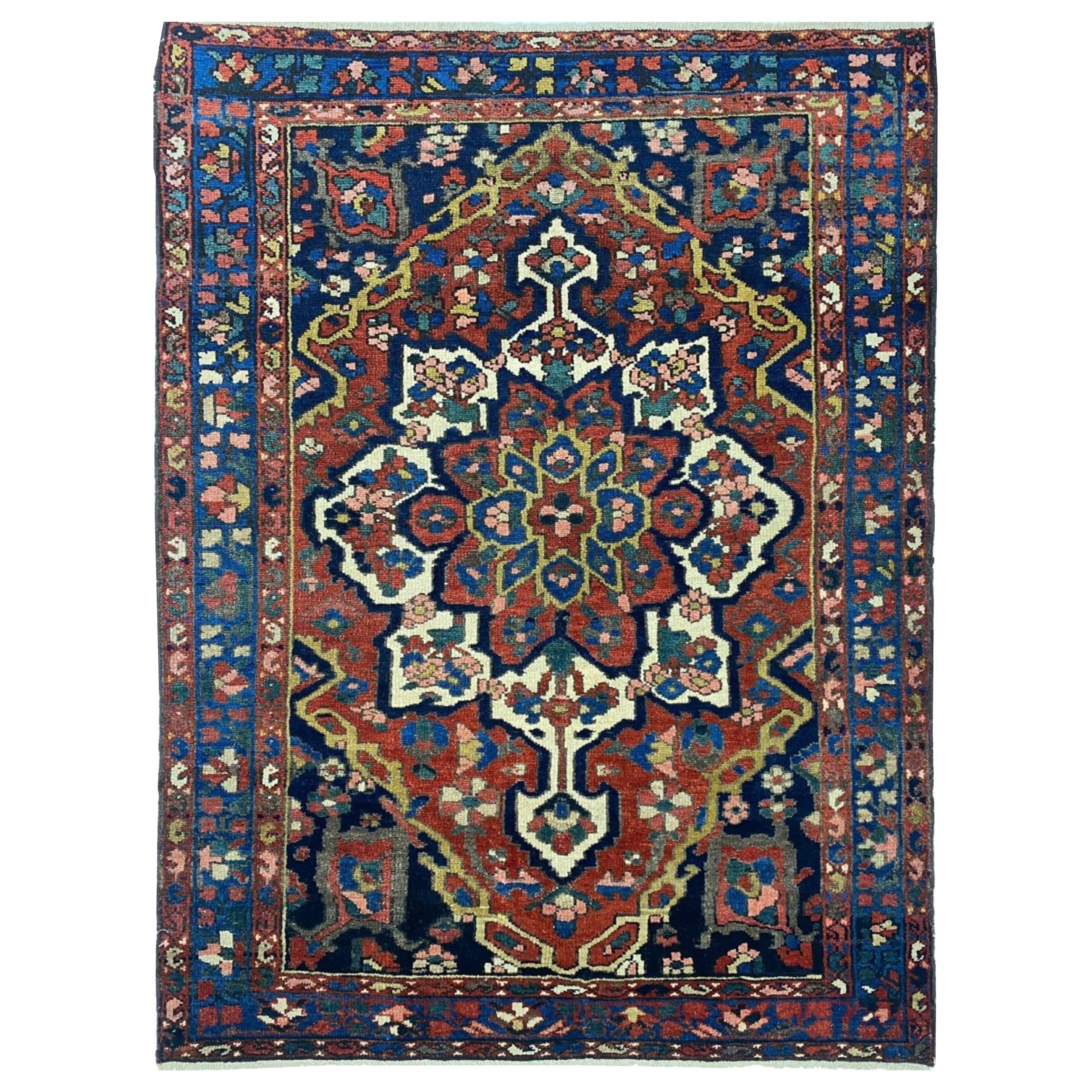 5x7 Hand Knotted Old Bakhtiari Area Rug Vintage Wool Carpet
